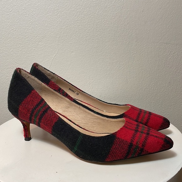 ESSENTIEL ANTWERP Raberi Tartan Kitten Heels Wool Plaid - Picture 5 of 14